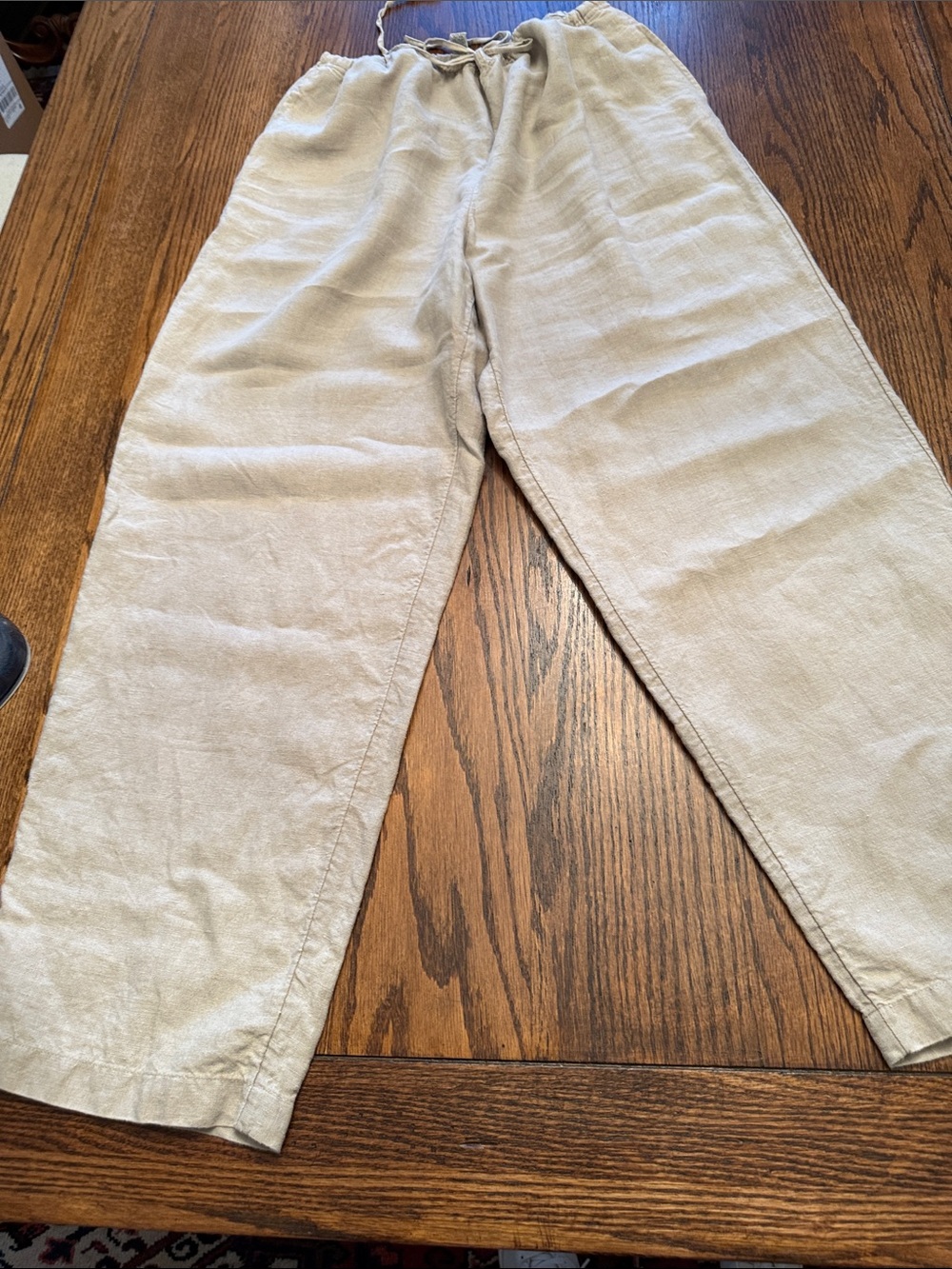 J Jill 100% Linen Wide Leg Pull On Pants XL Coastal Minimalist drawstring